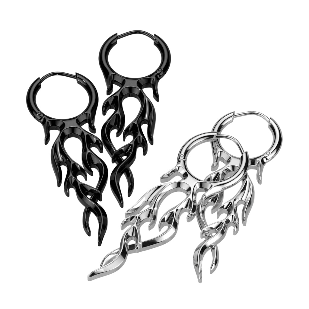 Paire de Flamme Hinged Hoop Earrings Flame
