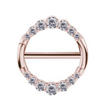 24k rose gold plated double hinged jewelled clicker ring