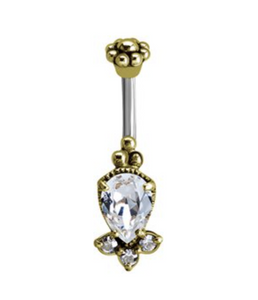 Tribal brass navel banana with s.s. bar