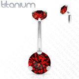 Implant Grade Titanium Internally Threaded Top Prong Set Double Round CZ Belly Button