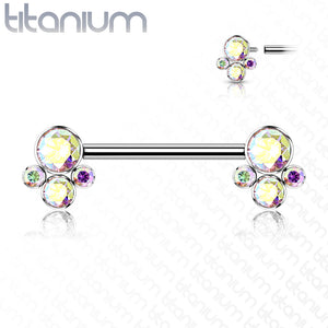 Implant Grade Titanium Nipple Barbells with CZ bezel Set Internally Threaded Pet Paw