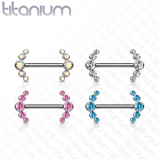 Implant Grade Titanium Nipple Barbells with CZ bezel Set Internally Threaded