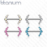 Implant Grade Titanium Nipple Barbells with CZ bezel Set Internally Threaded