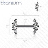 Implant Grade Titanium Nipple Barbells with Bezel CZ and Micro Cluster Internally