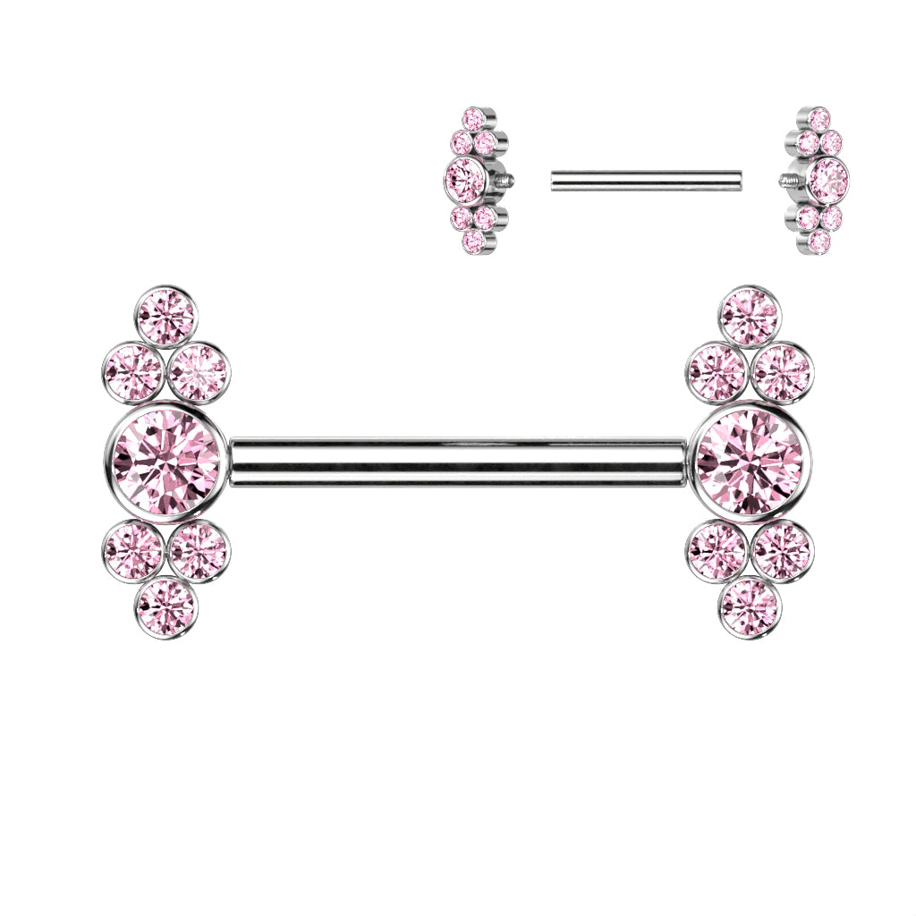 Nipple Bezel Set CZ Ball Cluster