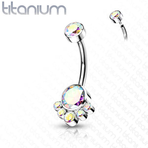 Implant Grade Titanium Internally Threaded Top Round Bezel Set CZ Cluster