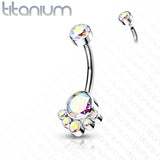 Implant Grade Titanium Internally Threaded Top Round Bezel Set CZ Cluster