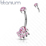 Implant Grade Titanium Internally Threaded Top Round Bezel Set CZ Cluster