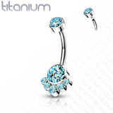 Implant Grade Titanium Internally Threaded Top Round Bezel Set CZ Cluster