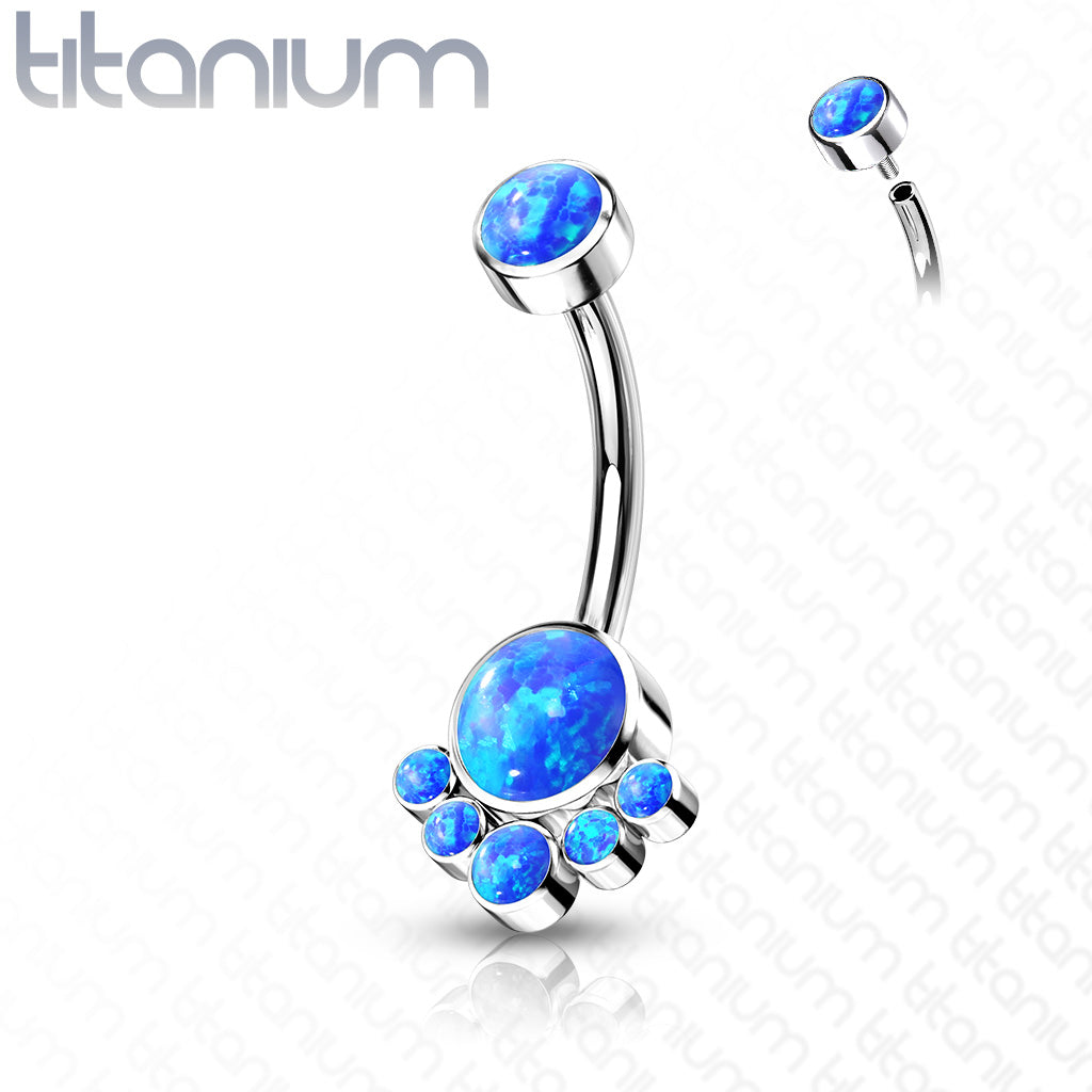 Implant Grade Titanium Internally Threaded Top Round Bezel set Opal Cluster