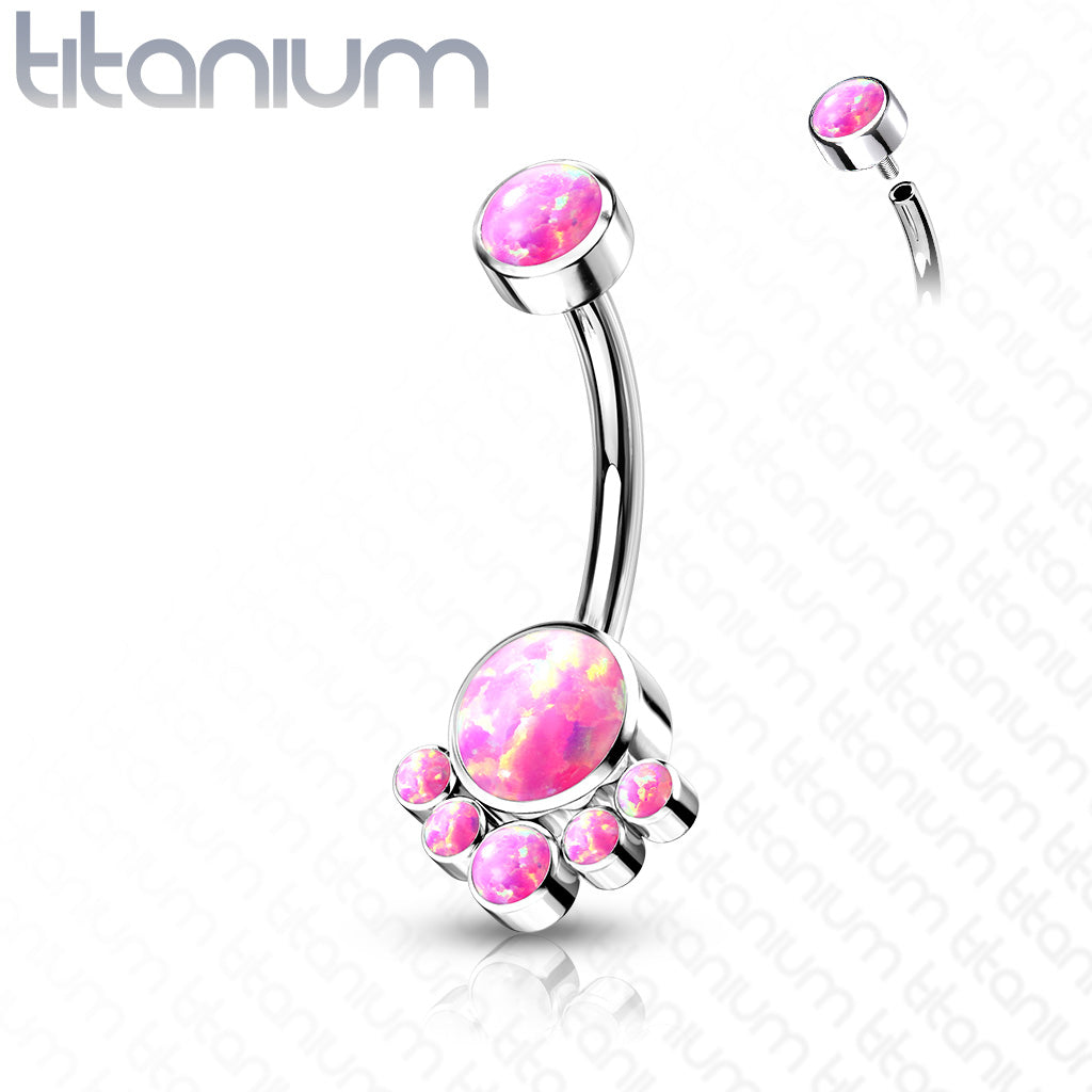 Implant Grade Titanium Internally Threaded Top Round Bezel set Opal Cluster