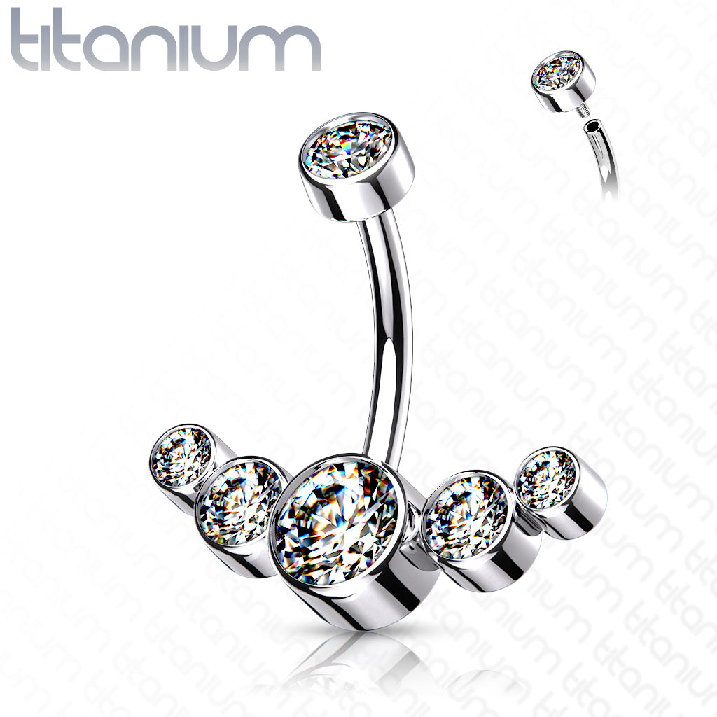 Implant Grade Titanium Internally ThreadedCZ Bezel Set Top 5-CZ Curve