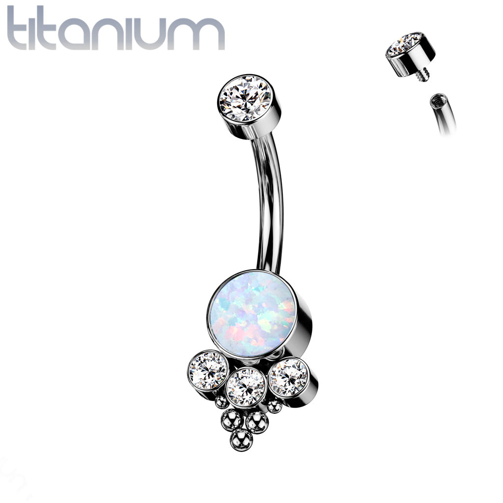 Round CZ and Ball Cluster with Bezel Set CZ or Opal Center