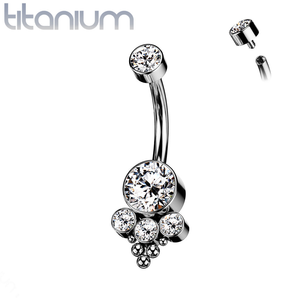 Round CZ and Ball Cluster with Bezel Set CZ or Opal Center
