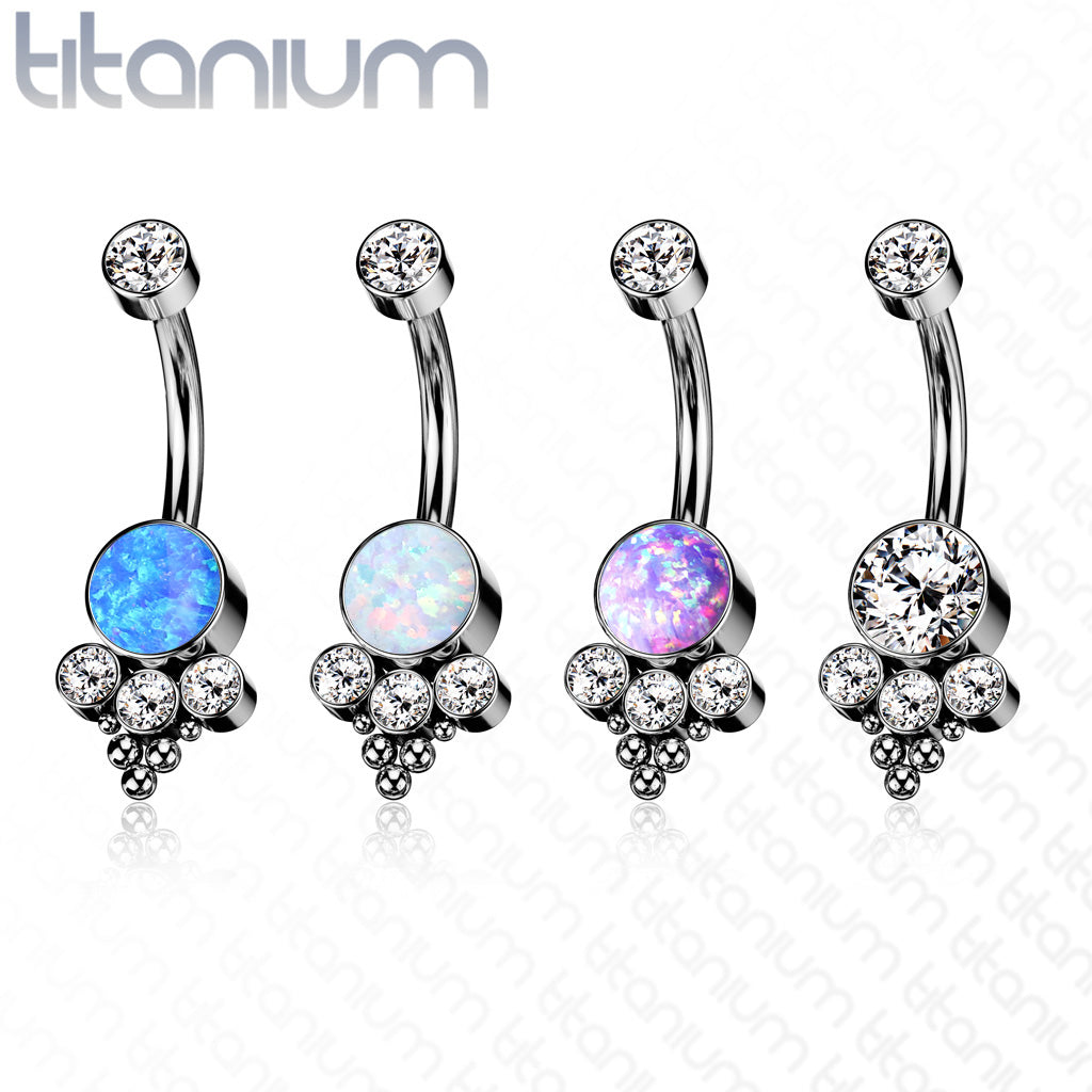 Round CZ and Ball Cluster with Bezel Set CZ or Opal Center