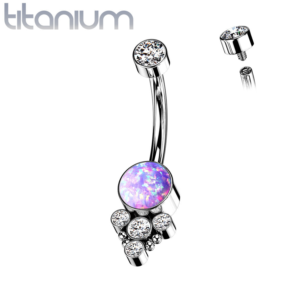 Opal Or CZ Center with 4 CZ and Balls Belly