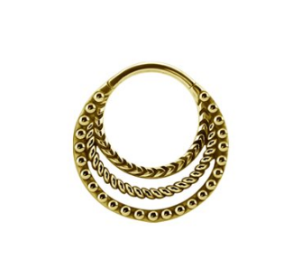 Anneau continu tribal plaqué or 24k avec bras articulé