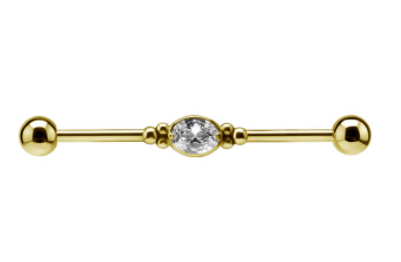 Industrial Barbell Set With Opal Cubic Zirconia