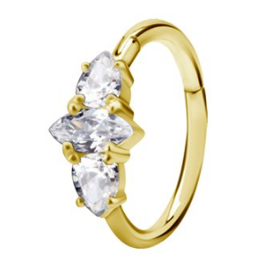 Anneau continu avec pierres plaqué or 24k pour le conch