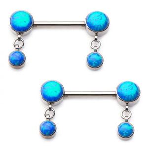 Titanium Nipple Barbells with Forward Facing Bezel Set