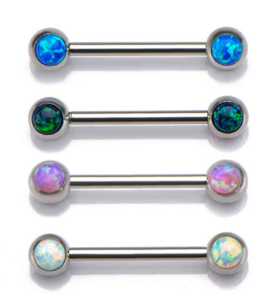 Forward Facing Synthetic Opal Nipple Bar