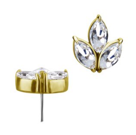 18k gold internal threadless jewelled attachment