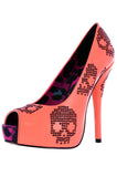 Sugar Hiccup Peep Toe Platform ❤ Neon Coral