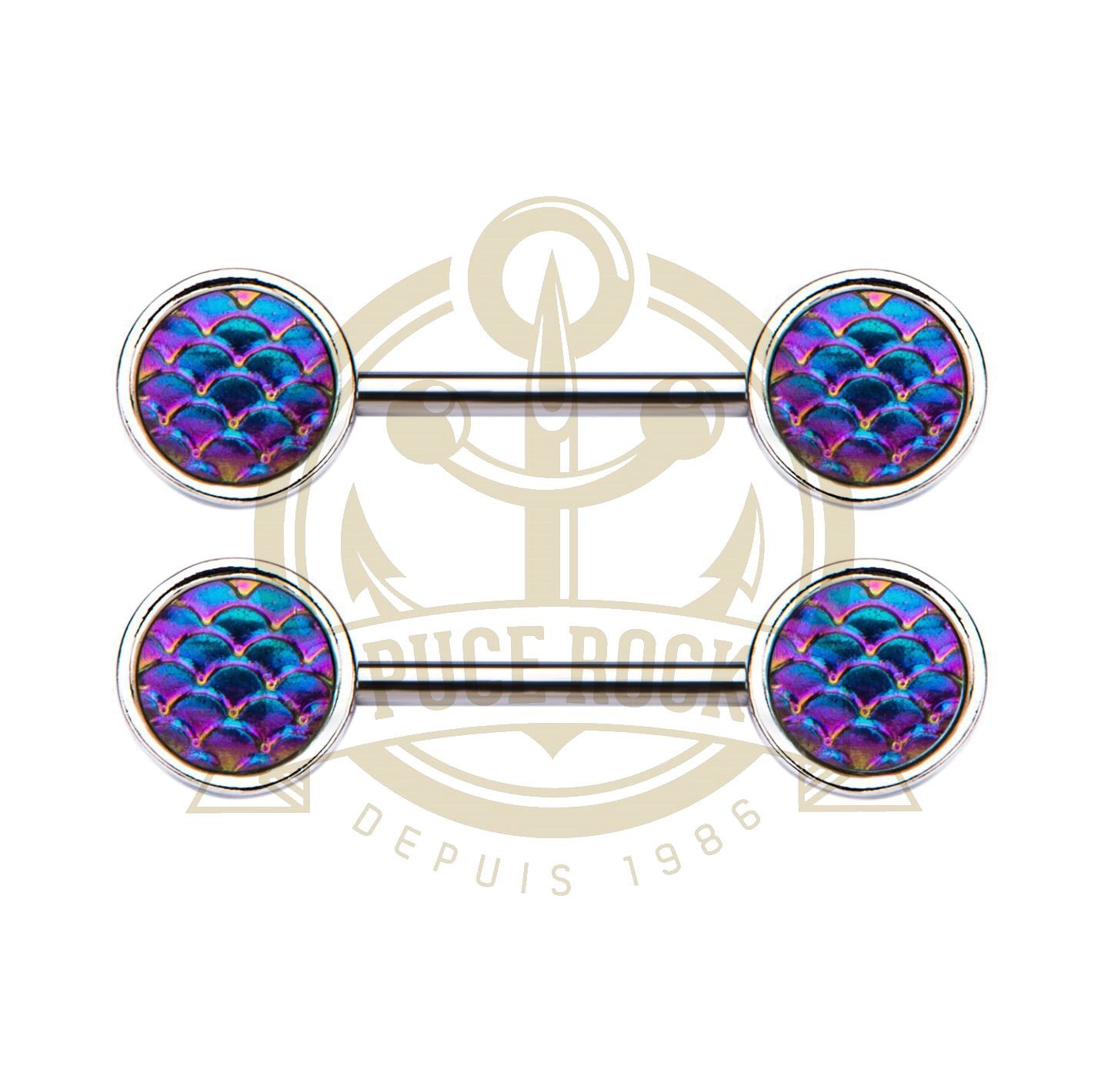 Purple mermaids scale nipple jewelry