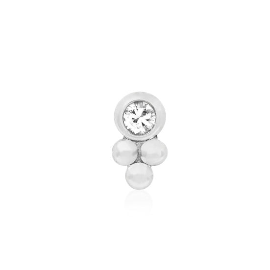 Bezel-Set CZ Tri-Bead