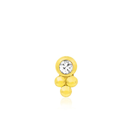 Bezel-Set CZ Tri-Bead