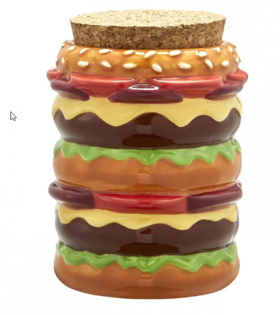 Cheeseburger Ceramic Stash Jar