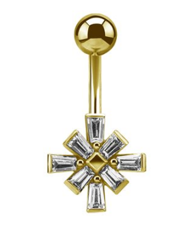 Banane de nombril plaquée or 24k avec pierres