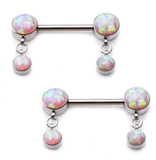 Titanium Nipple Barbells with Forward Facing Bezel Set