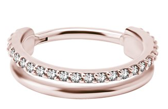 24k rose gold plated hinged conch Clicker double rings